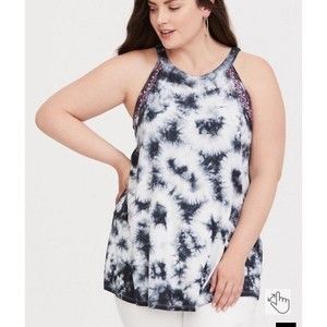 Torrid Embroidered Tie-Dye High Neck Tank Size 2 Or 2X